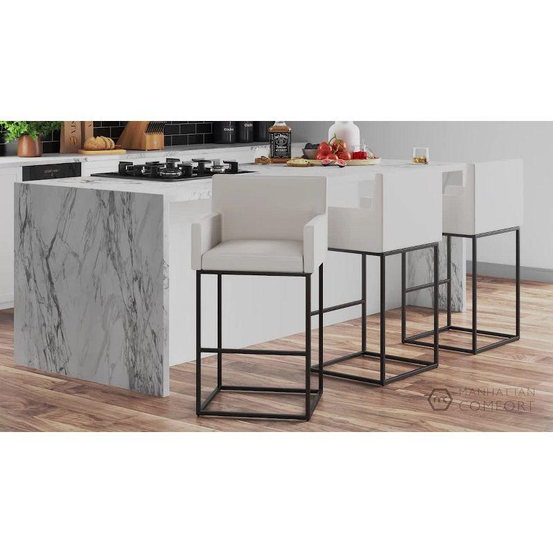 Ambassador Metal Counter Height Barstool Gray - Manhattan Comfort: Upholstered, Fixed Height, Footrest