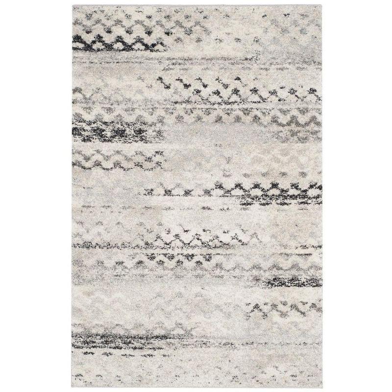 Gray Abstract Synthetic Shag 4' x 6' Area Rug