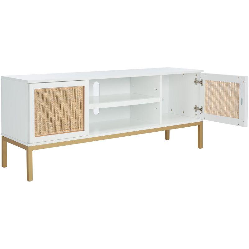 Zadie 2 Shelf Rattan Media Stand - MED5009 - White/Gold - Safavieh