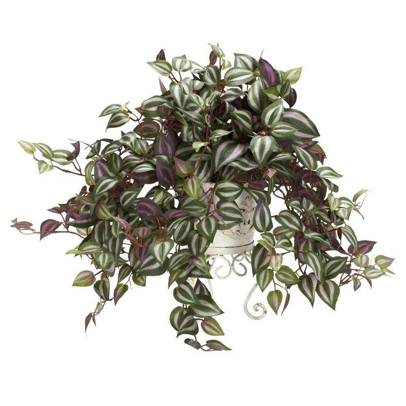 Nearly Natural Wandering Jew with Metal Planter Silk Plant