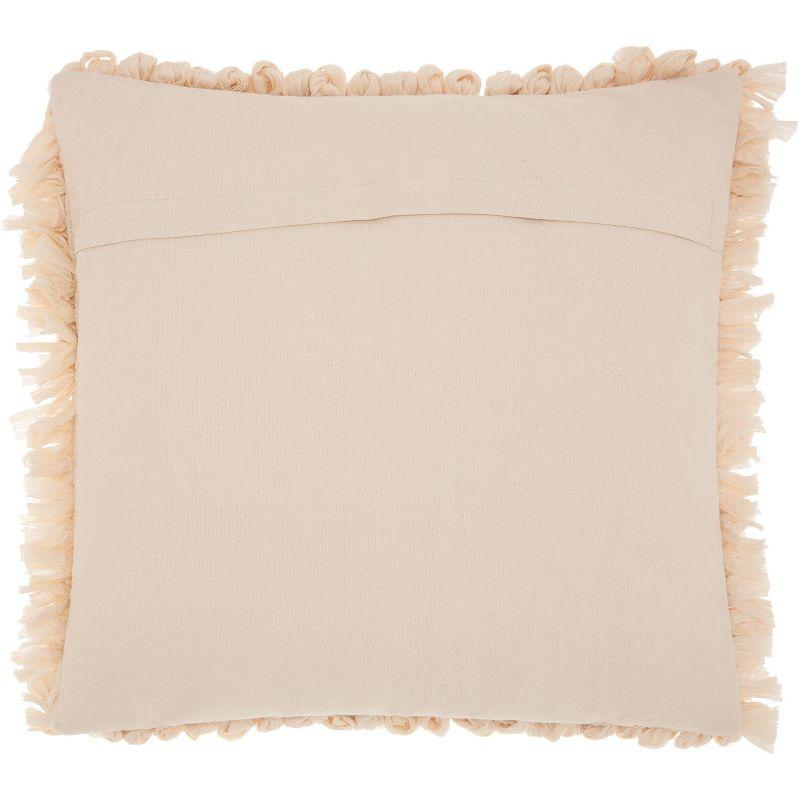 Beige 20" Square Paper Loop Shag Throw Pillow