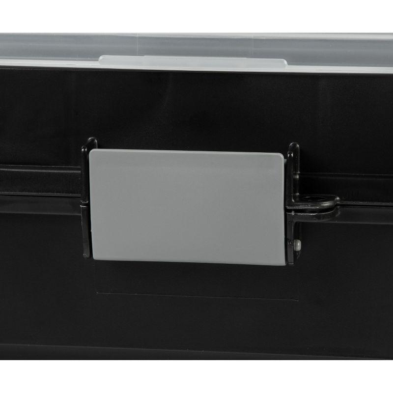 IRIS USA File Box Portable File Organizer Plastic File Box for Letter File w/ Organizer-Lid, Black 1 Pack