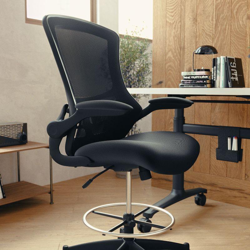 Archimedes Mid-Back Swivel Office Chair with Foot Ring and Flip-Up Arms