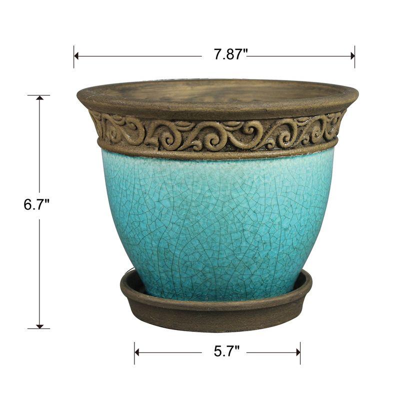 Southern Patio® Cadiz Ceramic Pot Planter with Saucer (Set of 2)