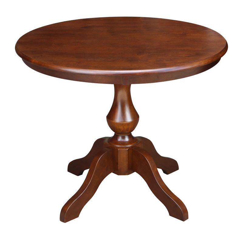 Espresso Round Solid Wood Traditional Dining Table - 38"