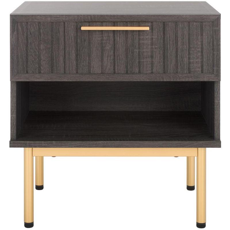 Axelle 1 Drawer Nightstand - NST9607 - Distressed Black/Gold - Safavieh
