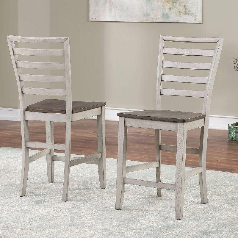 9pc Abacus Counter Dining Set Alabaster/Honey - Steve Silver Co.: Self-Storing Leaf, Seats 8