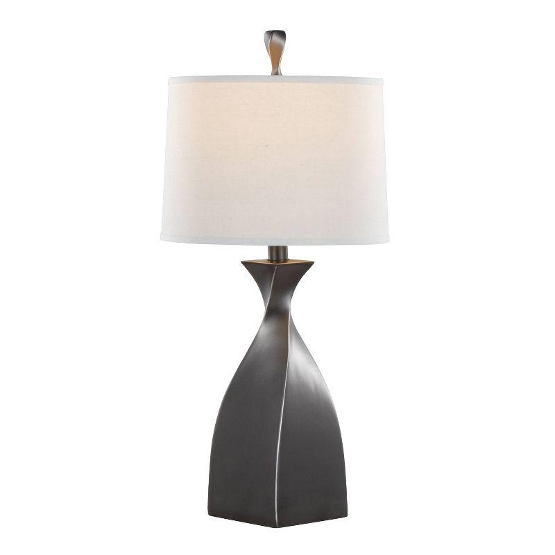 LumiSource Curvo 30" Table Lamps: Set of 2, Rubbed Gray Slate, White Linen Shade, UL Listed