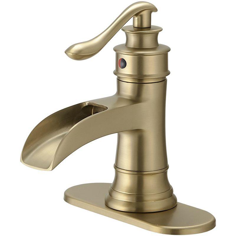 Brushed Gold Single-Handle Waterfall Bathroom Faucet