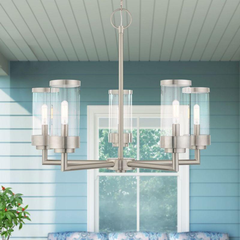 Gracie Oaks Taylen 5 - Light Stainless Steel Cylinder Chandelier