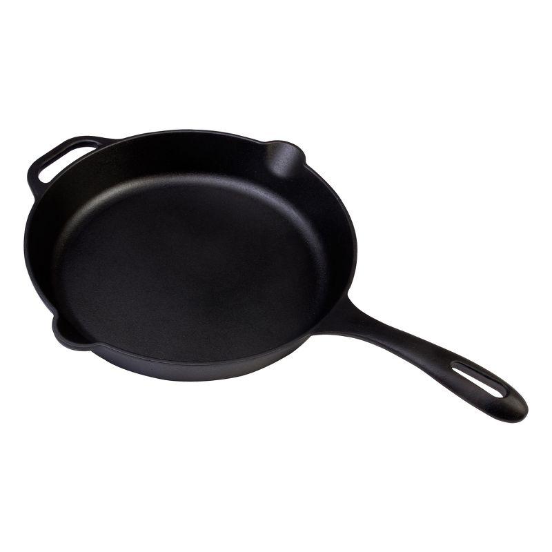 Victoria Seasoned 12" Cast Iron Skillet with Helper Handle: Preseasoned, Oven-Safe, 12 Inch, Long Handle, Lifetime Warranty