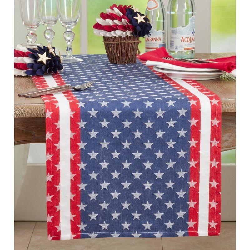 Saro Lifestyle Americana Design Dining Table Runner, Blue, 16" x 72"