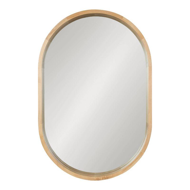 24" x 36" Hutton Wood Framed Capsule Wall Mirror Natural: Scandinavian Style, Poplar Frame - Kate & Laurel