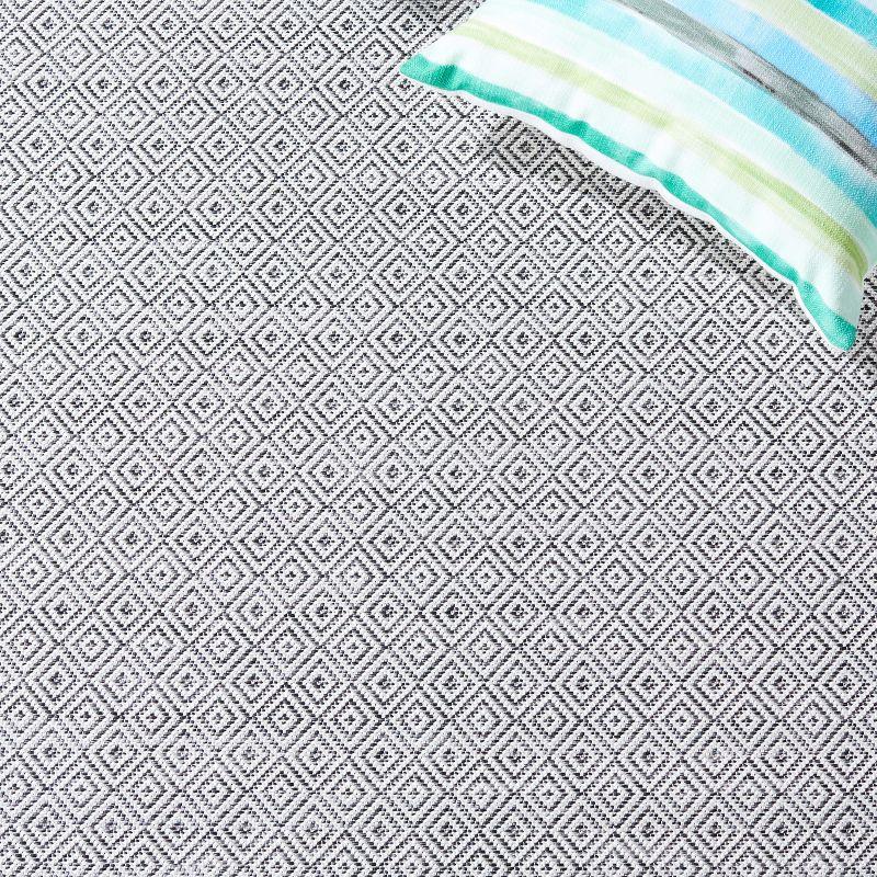Hampton HTN230 Power Loomed Indoor/Outdoor Area Rug - Ivory/Black - 8'x10' - Safavieh.