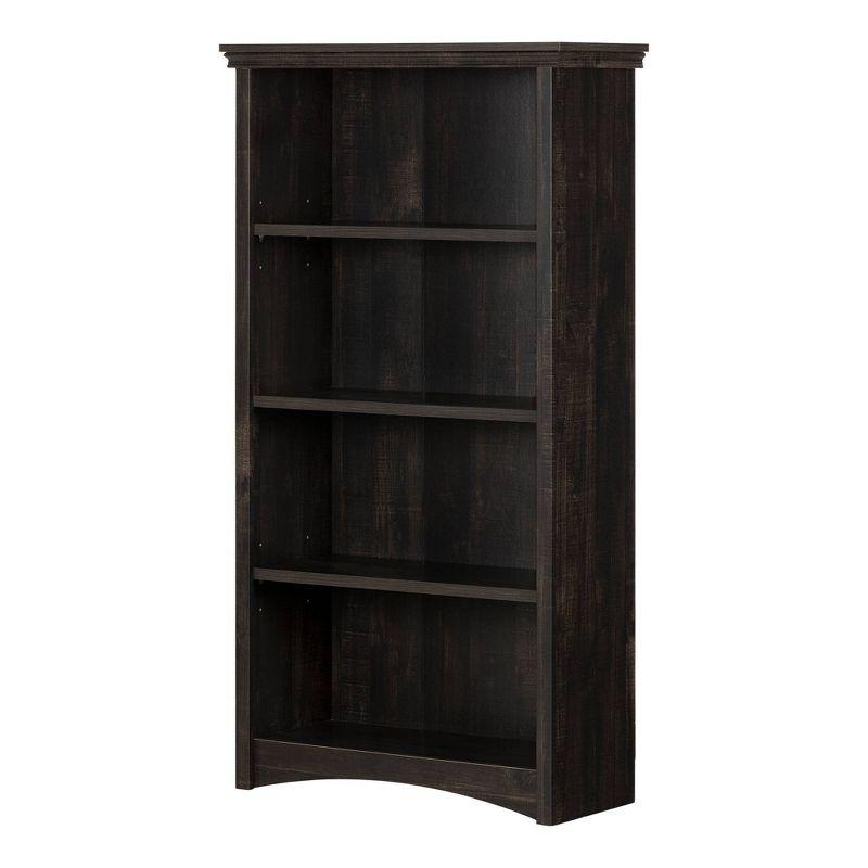 Elegant Rubbed Black Wood Adjustable 4-Shelf Bookcase