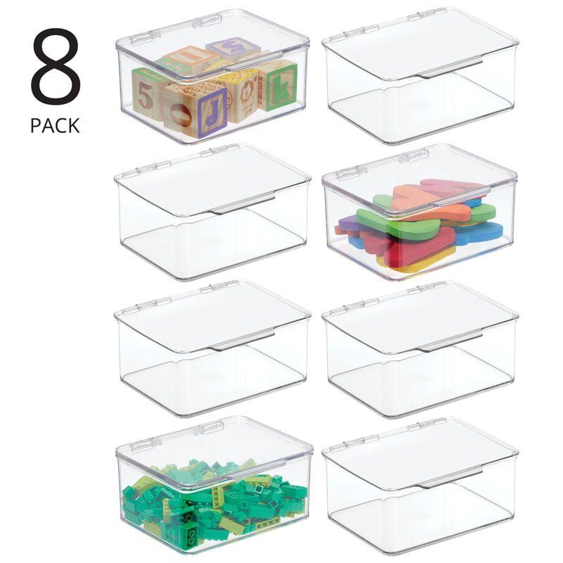 mDesign Plastic Playroom/Gaming Storage Organizer Box, Hinge Lid