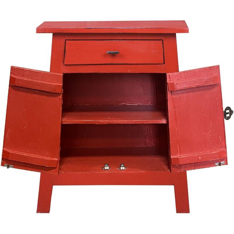 Besthom Shabby Chic Cottage 21 in. Red Rectangular Wood End Table
