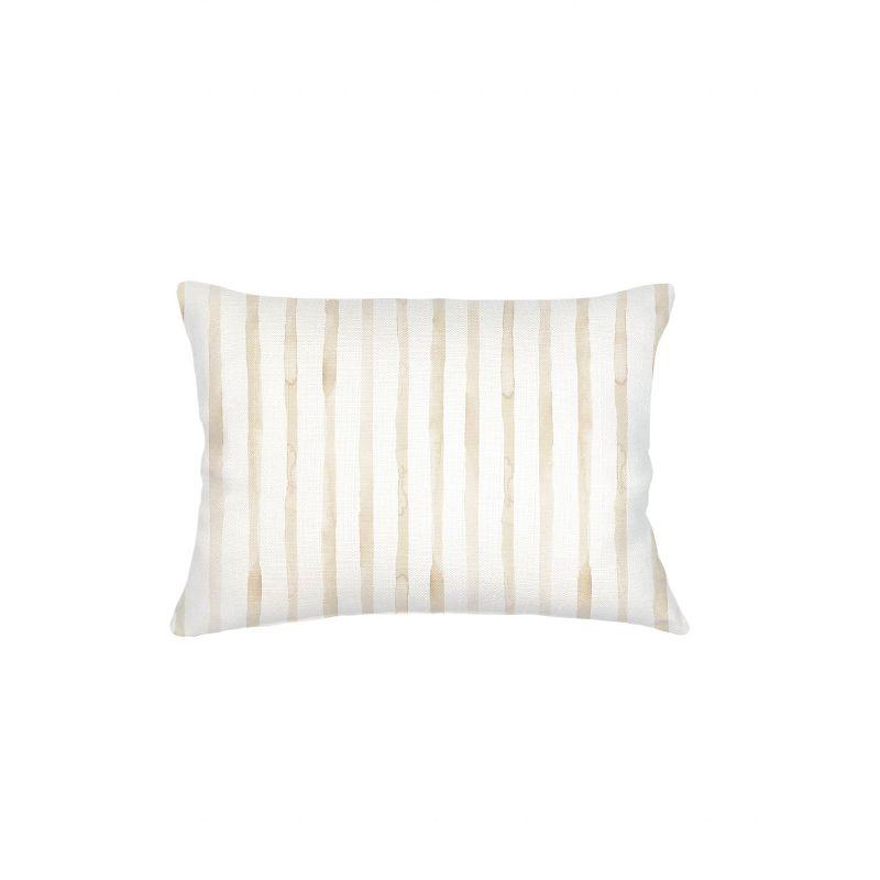 Riviera Beige Striped Linen Pillow 14x20 Down Alternative