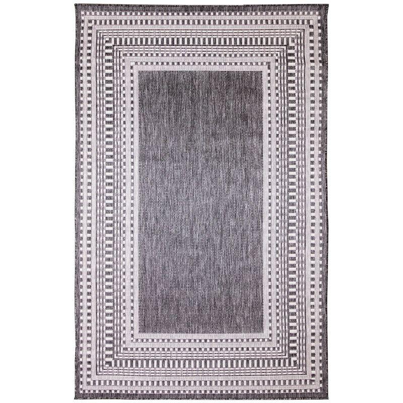 Charcoal Round Flat Woven Synthetic Indoor/Outdoor Rug