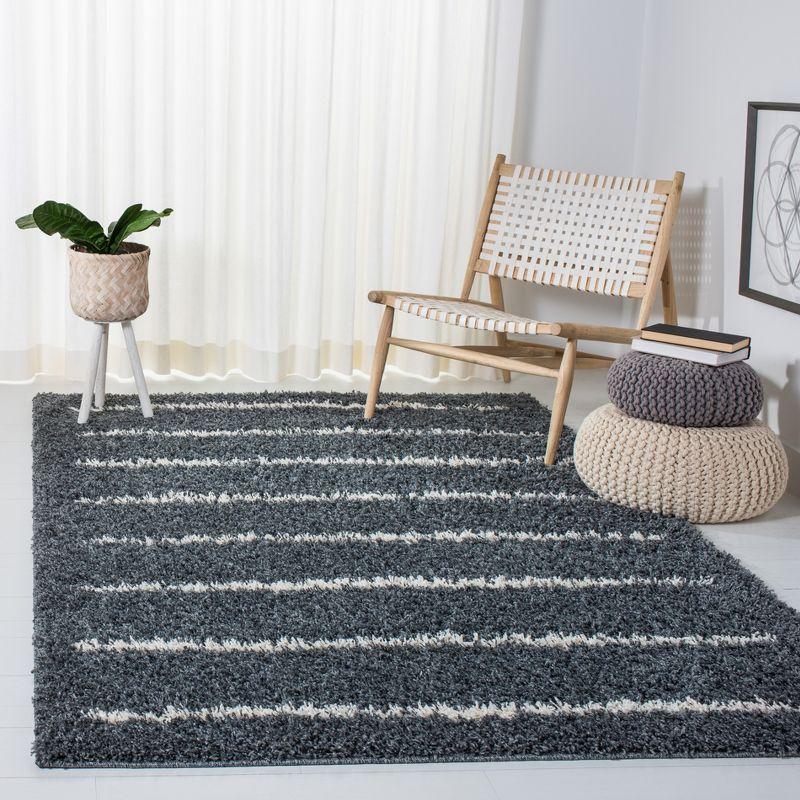 Plush Gray and Ivory 8' x 10' Synthetic Shag Area Rug