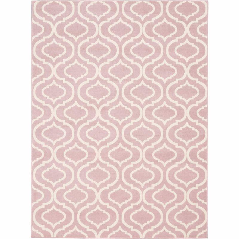 Nourison Jubilant 6' x 9' Pink Indoor Area Rug Moroccan Casual Trellis by Nourison