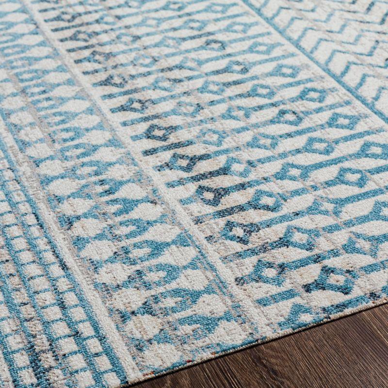 Astral Blue Geometric 8' x 10' Easy-Care Synthetic Rug