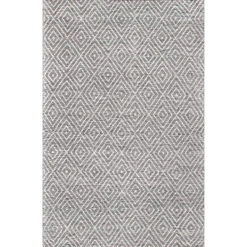 Gray Geometric Handmade Wool Area Rug 6' x 9'