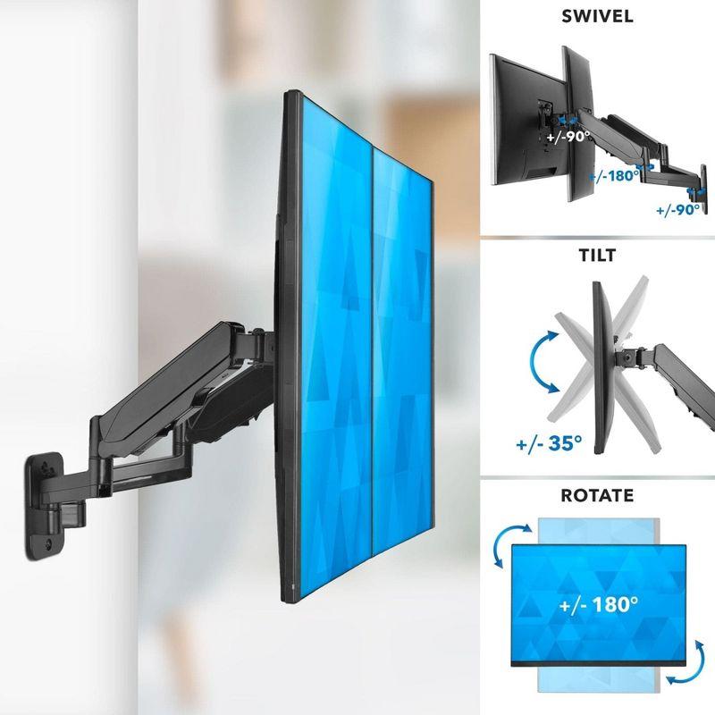 Mount-It! Height Adjustable Dual Monitor Wall Mount | Supports Monitors w/ 75x75mm and 100x100mm VESA Patterns & Screens 17" to 32" | Cable Management