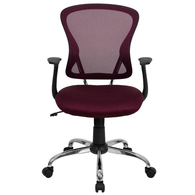 Flash Furniture Mid-Back Burgundy Mesh Swivel Task Office Chair with Chrome Base and Arms