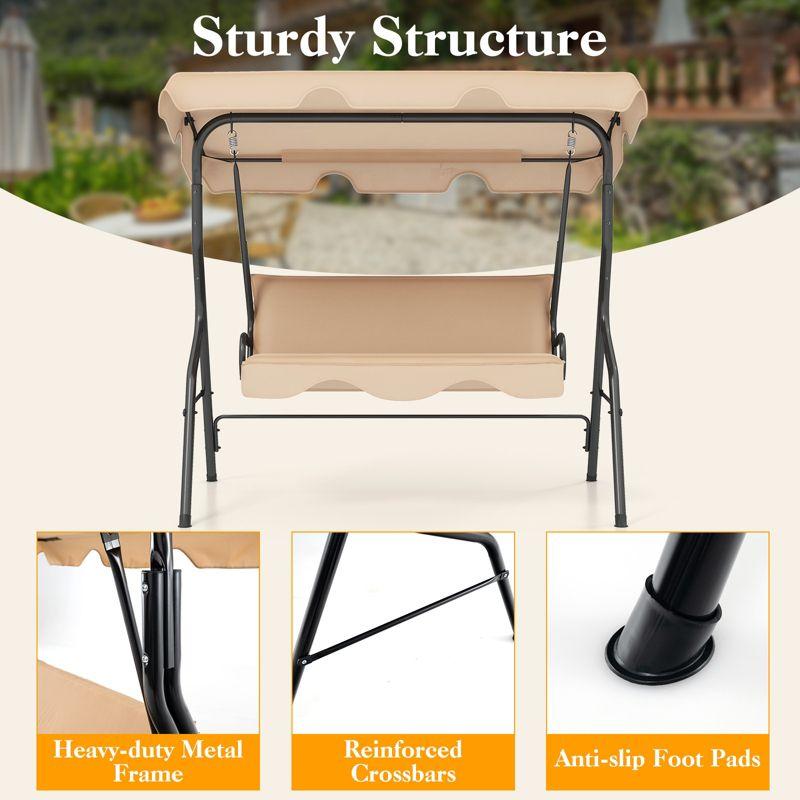 Arlmont & Co. Arlmont & Co. Patio 3 Seats Canopy Swing Glider Hammock Steel Frame Cushioned Backyard
