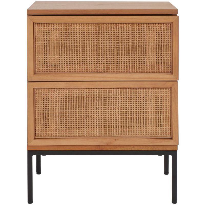 Zadie 2 Drawer Rattan Nightstand - NST5007 - Natural/Black - Safavieh