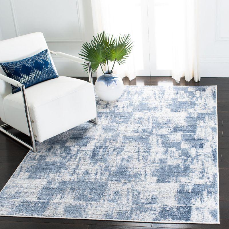 Grey and Navy Abstract Square Area Rug, 5'3"