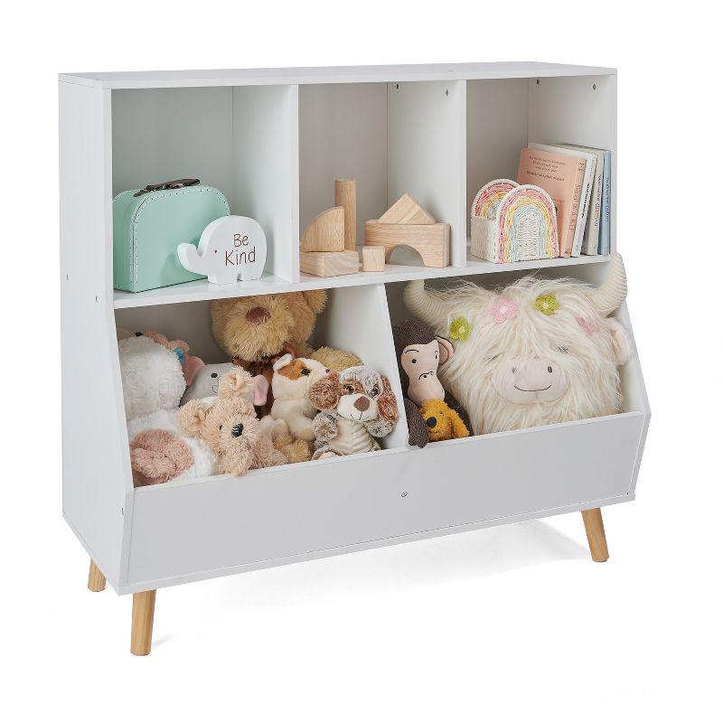 White Wooden Kids Toy Storage Cubby with Feet