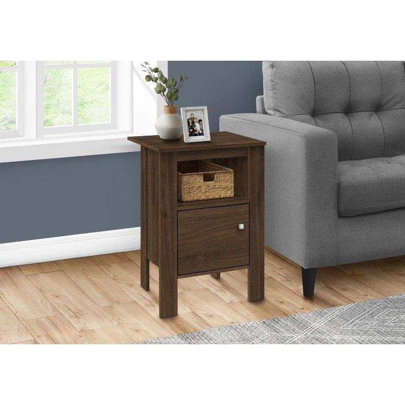 Walnut Laminate Rectangular Side Table with Storage