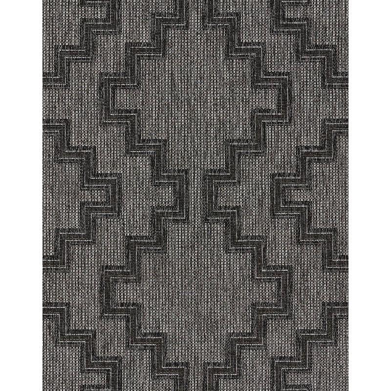 Momeni 4'1"x6' Hampton Maisy Machine Loomed Indoor/Outdoor Area Rug Charcoal Gray: Geometric Pattern, Low Pile, Polypropylene