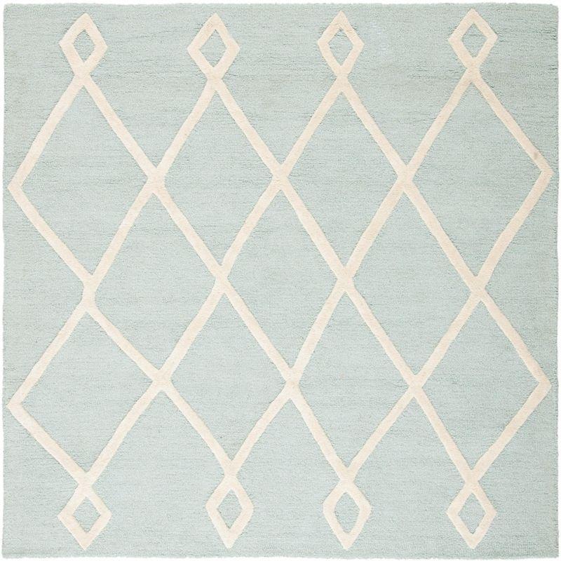 Ivory and Mint Hand-Tufted Wool Kids Area Rug 5' x 5'