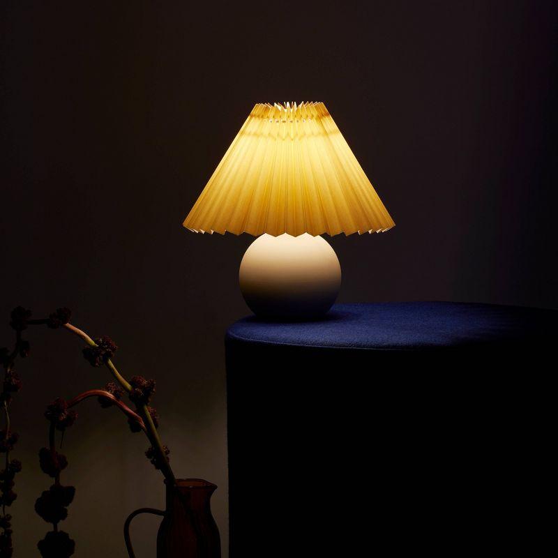 Brightech Serena 10" Ceramic LED Table Lamp - Retro Inspired Globe Base with Cream Pleated Shade