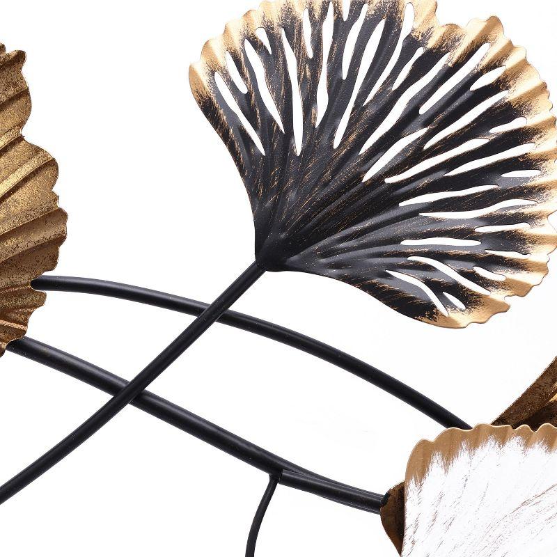 LuxenHome White, Black, and Gold Metal Ginkgo Leaves Modern Wall Decor Multicolored