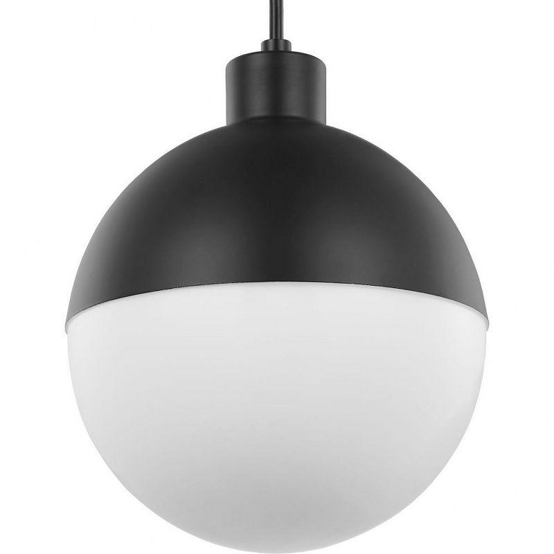 Progress Lighting Globe Collection 1-Light Pendant, Steel, Black Finish, Opal Glass Shade