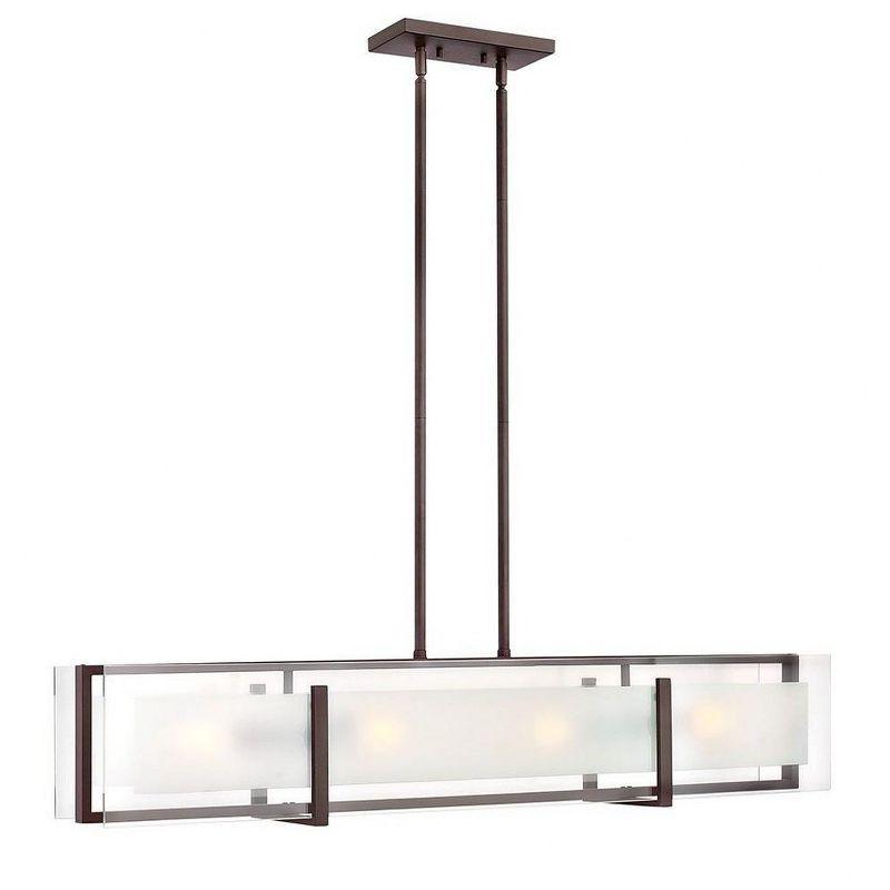 Latitude Sleek Oil Rubbed Bronze 4-Light Chandelier with Clear Etched Glass