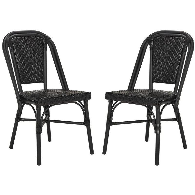 Daria Black Wicker Transitional Side Chair Set