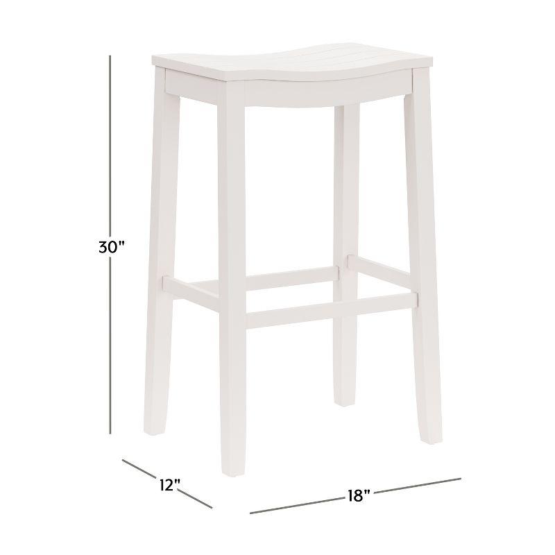 30" White Wood Backless Saddle Bar Stool