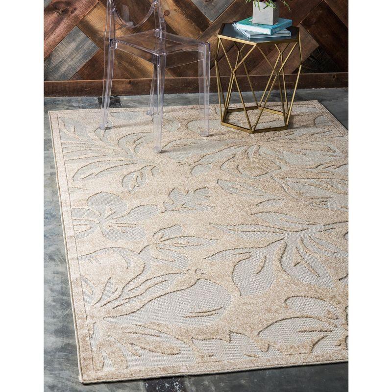 Unique Loom 7' 1 x 10' 0 Beige Outdoor Botanical Jacksonville Area Rug