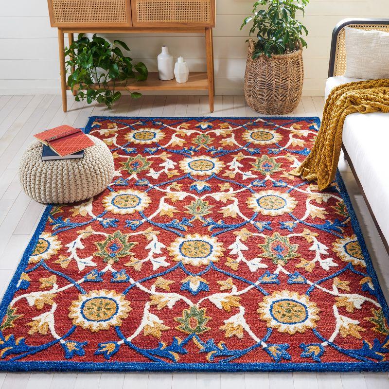 Blossom BLM564 Hand Tufted Area Rug - Rust/Blue - 4'x6' - Safavieh.