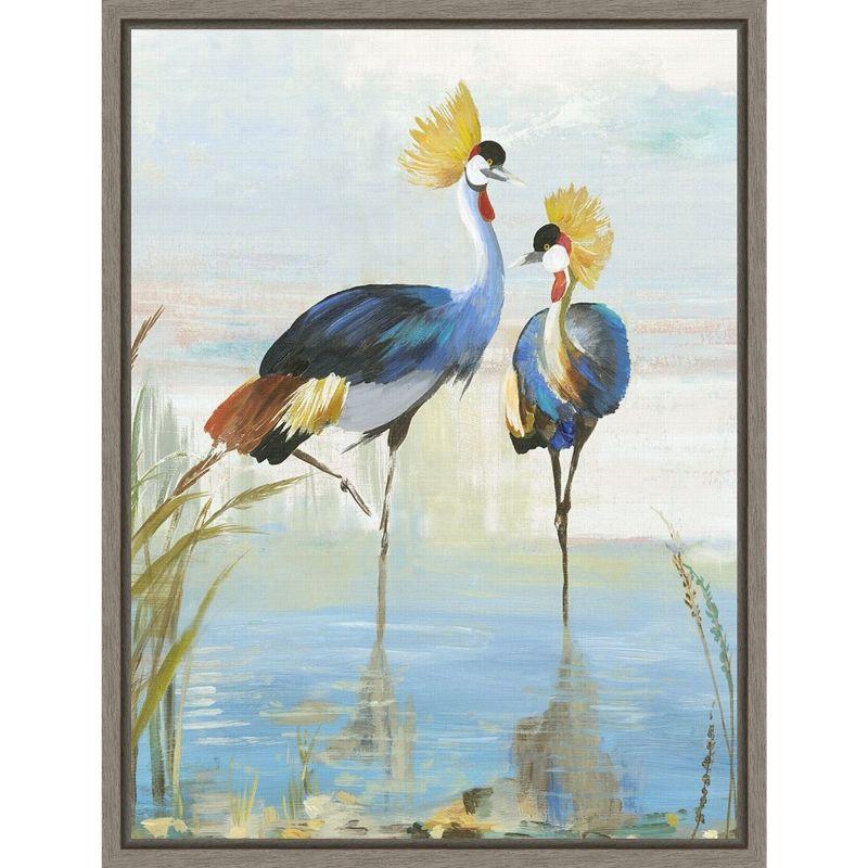 Heron Pairing Canvas Art with Greywash Frame, 18 x 24 inches