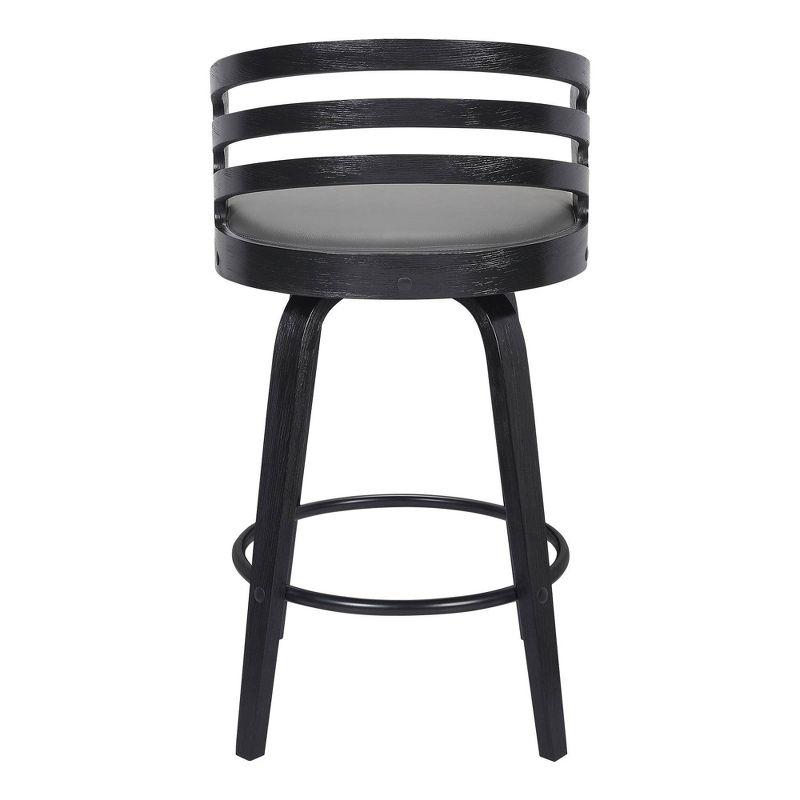 Armen Living 26" Jayden Swivel Counter Height Barstool Black/Gray: Upholstered, Mid-Century Modern Design