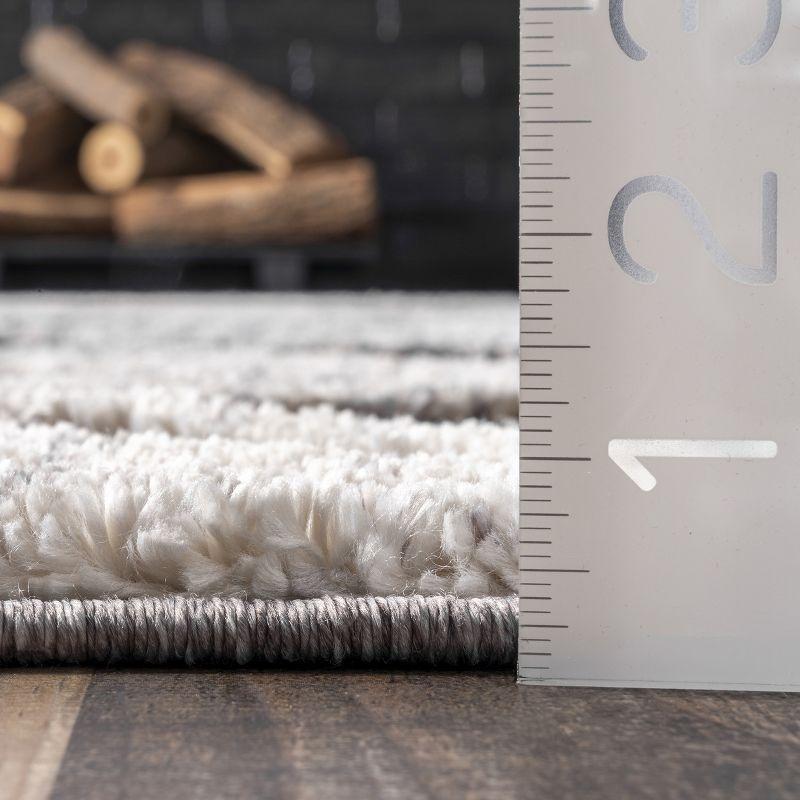 Nuloom 4x6 Ansley Moroccan Tassel Indoor Area Rug, Grey, High-Low Textured Bohemian Design, Plush High Pile, Stain Resistant, Bedroom, Living Room