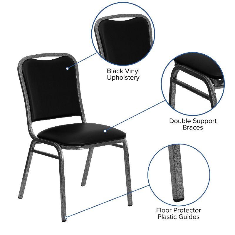 Flash Furniture HERCULES Series Stacking Banquet Chair in Black Vinyl - Silver Vein Frame