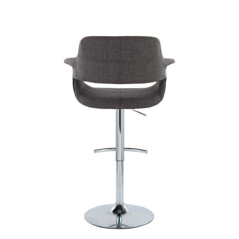 LumiSource Set of 2 Vintage Flair Adjustable Barstools Chrome/Charcoal:: Swivel, Upholstered, Steel Frame