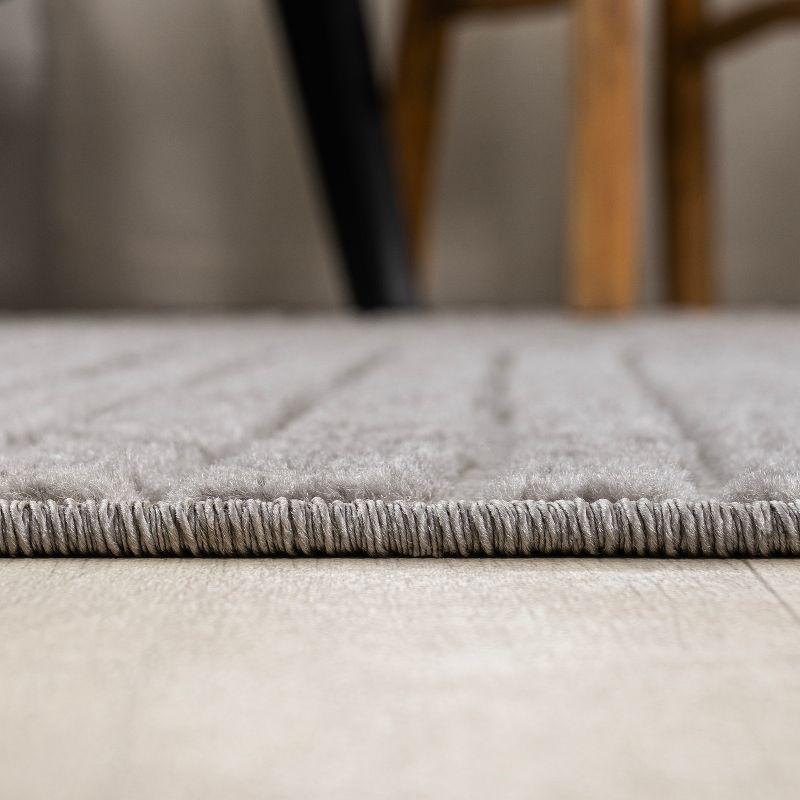 JONATHAN Y Skagen High-Low Minimalist Curve Geometric Gray/Ivory 4 ft. x 6 ft. Indoor/Outdoor Area Rug